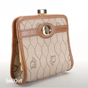 Vintage Dior‎ Beige Women's Geometric Coin Wallet Purse